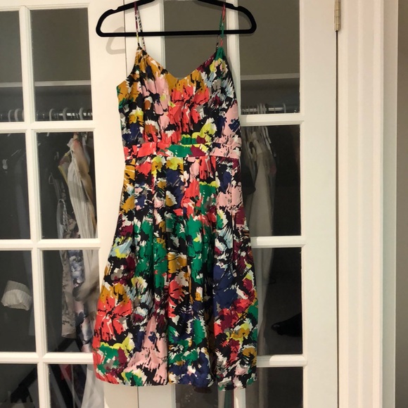 J Crew silk spaghetti strap colorful dress size 2 - Picture 5 of 7